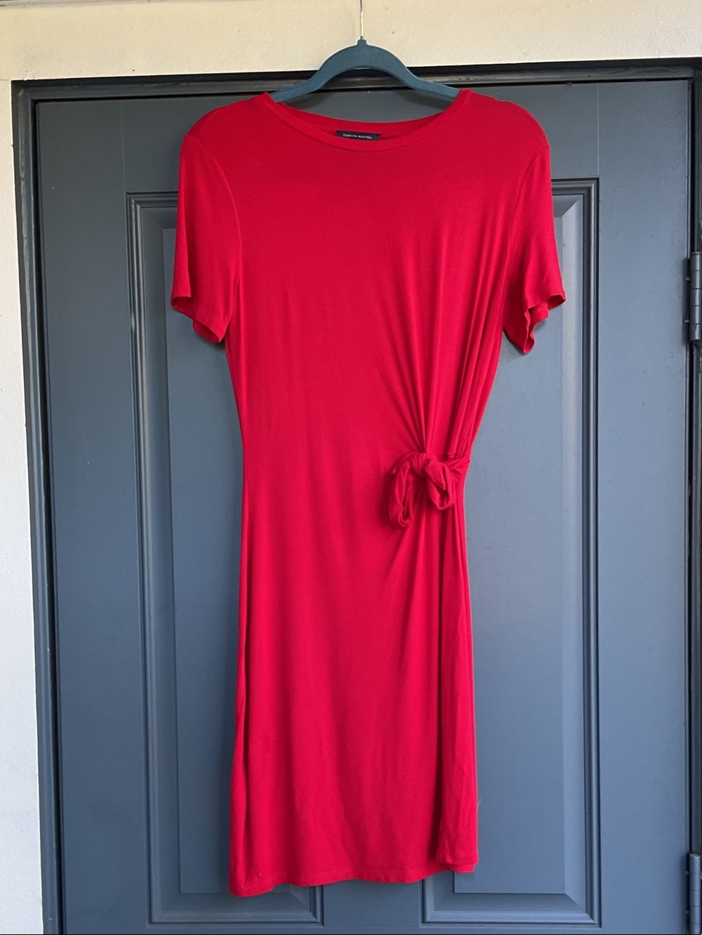 Tommy Hilfiger Bright Red Tie-Detail Midi Dress, Size S
